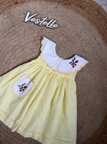 Yellow & White Striped Casual Frock