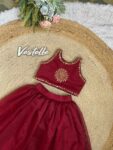 Maroon Embroidered Kids Lehenga Set