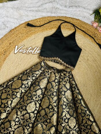 Black & Gold Kids Lehenga Set