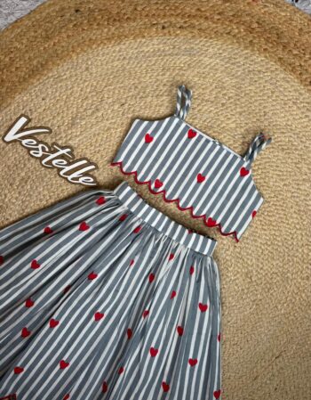 Sweetheart Stripe Co-ord Set for Girls