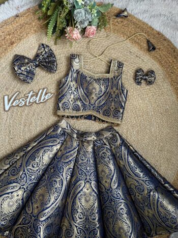 Blue Brocade Lehenga