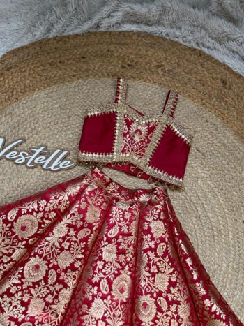Maroon Brocade Lehenga